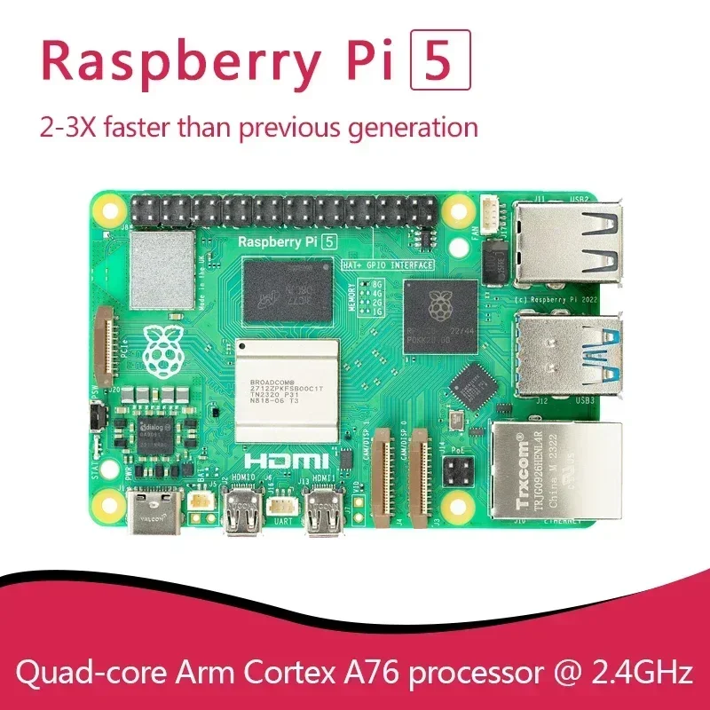 Raspberry Pi 5 2GB 4GB 8GB Cortex-A76 Linux Arm Board Python programlama PCIe Gigabit Ethernet USB3.0