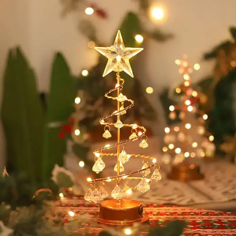 Christmas Tree Crystal Lights Galvanised Iron Tree LED Illuminated Crystal Christmas Tree Christmas Tree Crystal Pentagram Light