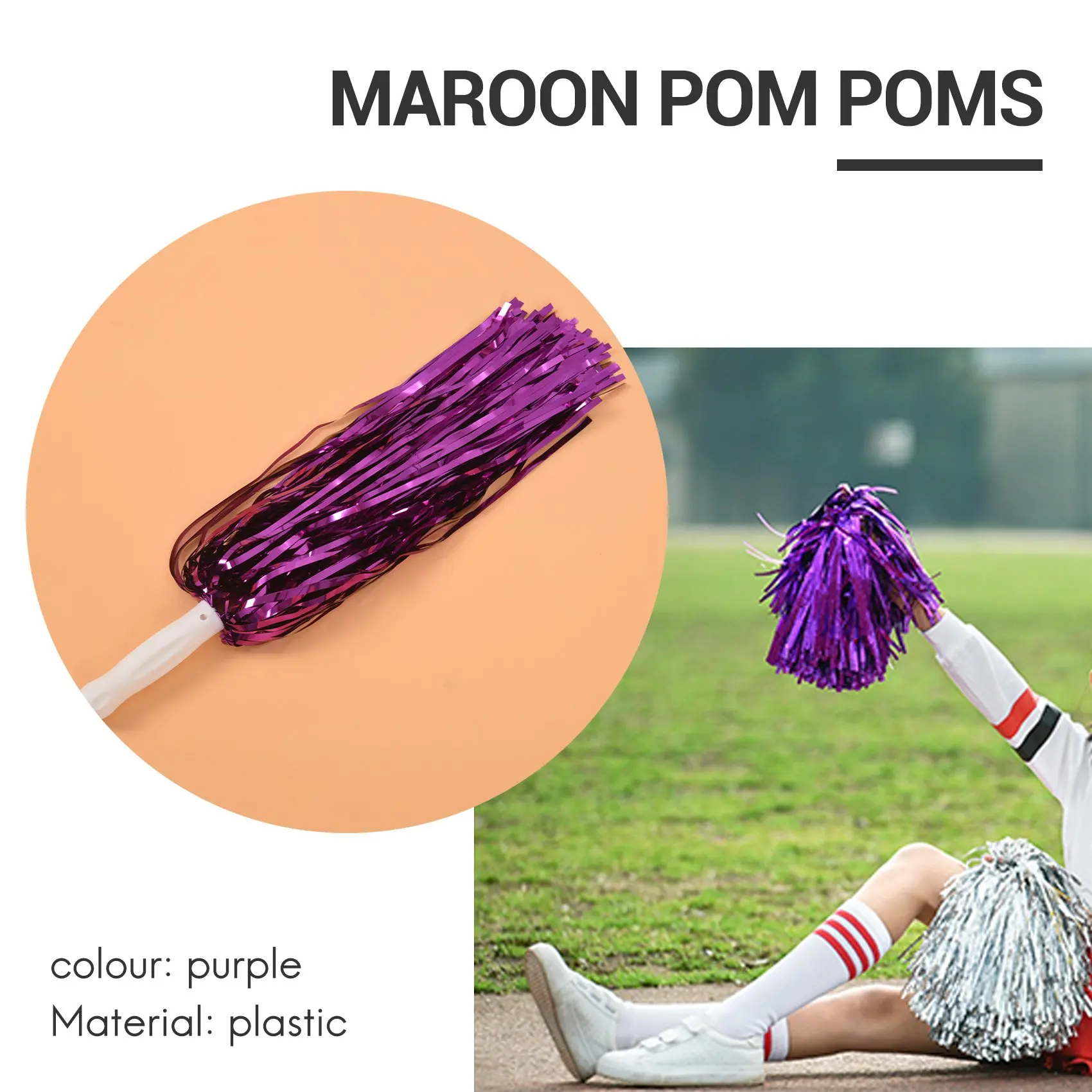 

24Pcs Cheerleading Pom Poms Metallic Foil Cheer Pom Poms With Plastic Handle For Adults Kids Cheerleaders Party