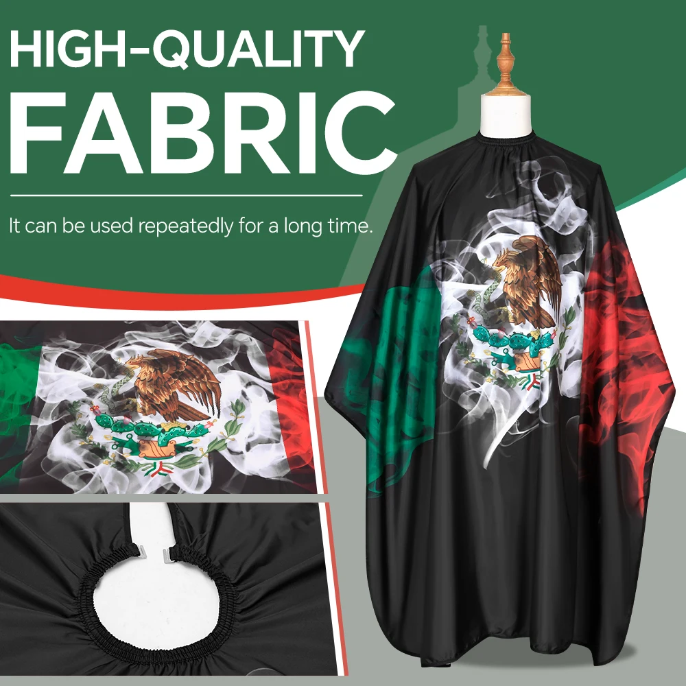 

Mexican Smoke -Flame Flag Barber Haircut Cloth Hairdresser Apron Hair Cut Cape Salon Gown Hairdressing Coat Barbershop Accessory