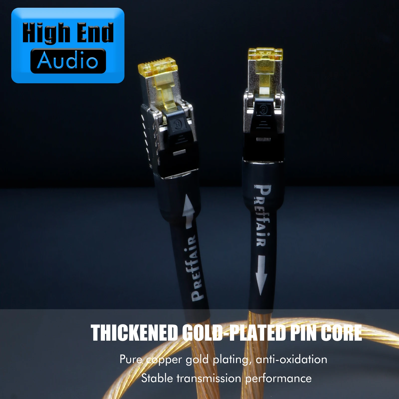 Preffair HIFI 8N OCC Silver Plated Cat8 Optical audio Cable 40Gbps 2kMHz Anti-Interference HiFi Audio RJ45 Ethernet LAN Cable