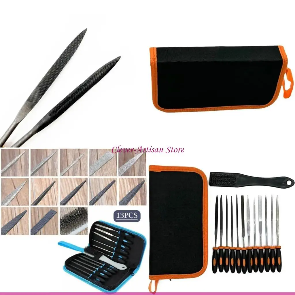 

E06B 13Piece Sturdy File Set with Cleaning Brush for Accuracy Shaping and Crafting