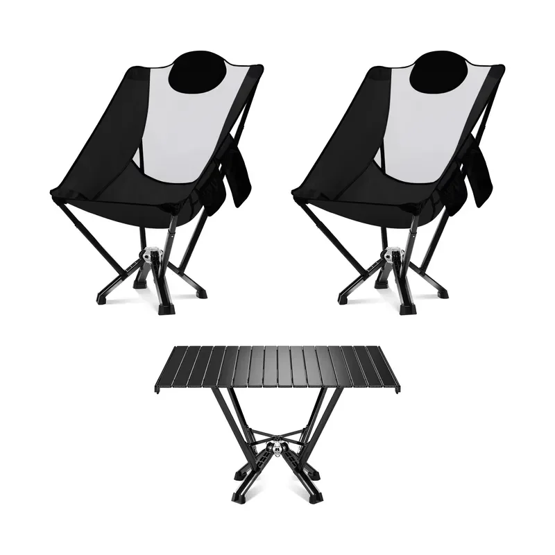 Patented Ultra-Portable Foldable Camping Set: Chairs and Folding Table for Hiking, Picnic and Travel Easy to Carry