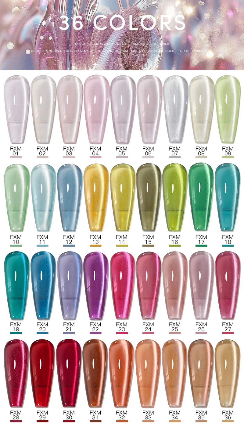 AS 36 Farben Cat Eye Magnetischer Gel-Nagellack, 15 ml, vollständige Abdeckung, Vernis Semi Permanent, super wunderschönes Nagel-Maniküre-Lack-Gel – Detail 2