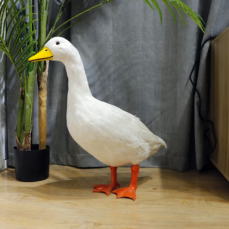 Simuluation White Duck Large 46x20x50cm Plastic &Furs Feathers Duck Static Pastoral Handicraft Garden Decoration Gift d2931