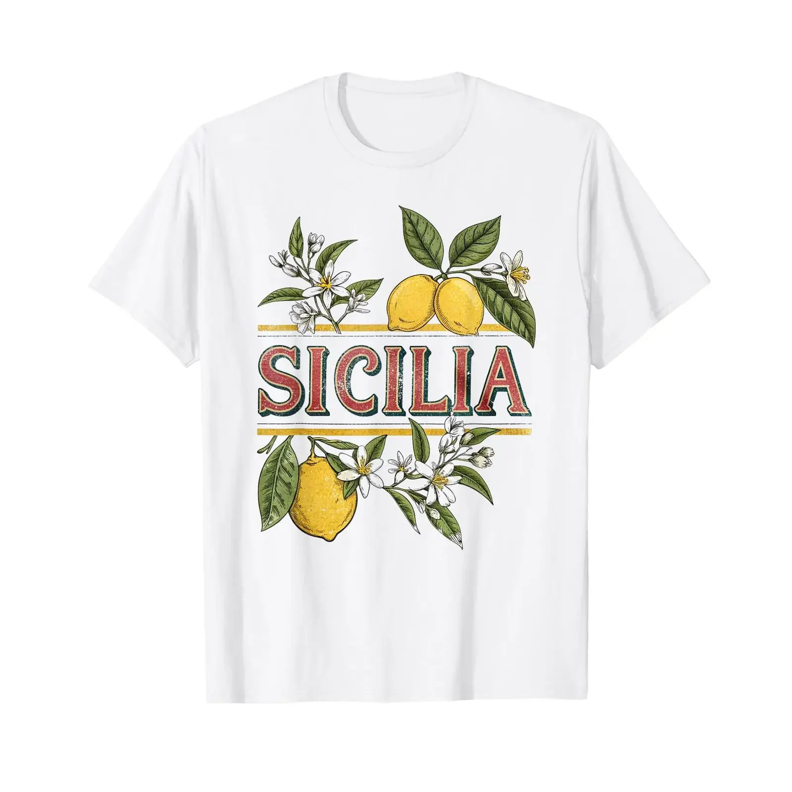 Sicilian Lemons Italian Heritage Vintage Sicilia T Shirt vintage Washed Casual Slightly Soft graphic streetwear Breathable
