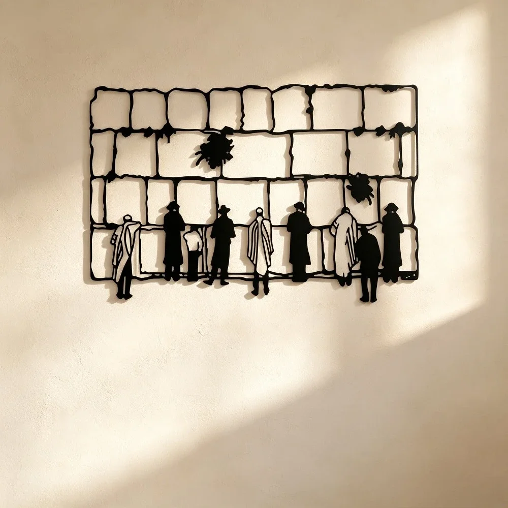 CIFBUY Iron Wall Art Holy Kotel Jerusalem Silhouette Metal Sculpture Hanging Plaque Rustproof Home Decor view 2