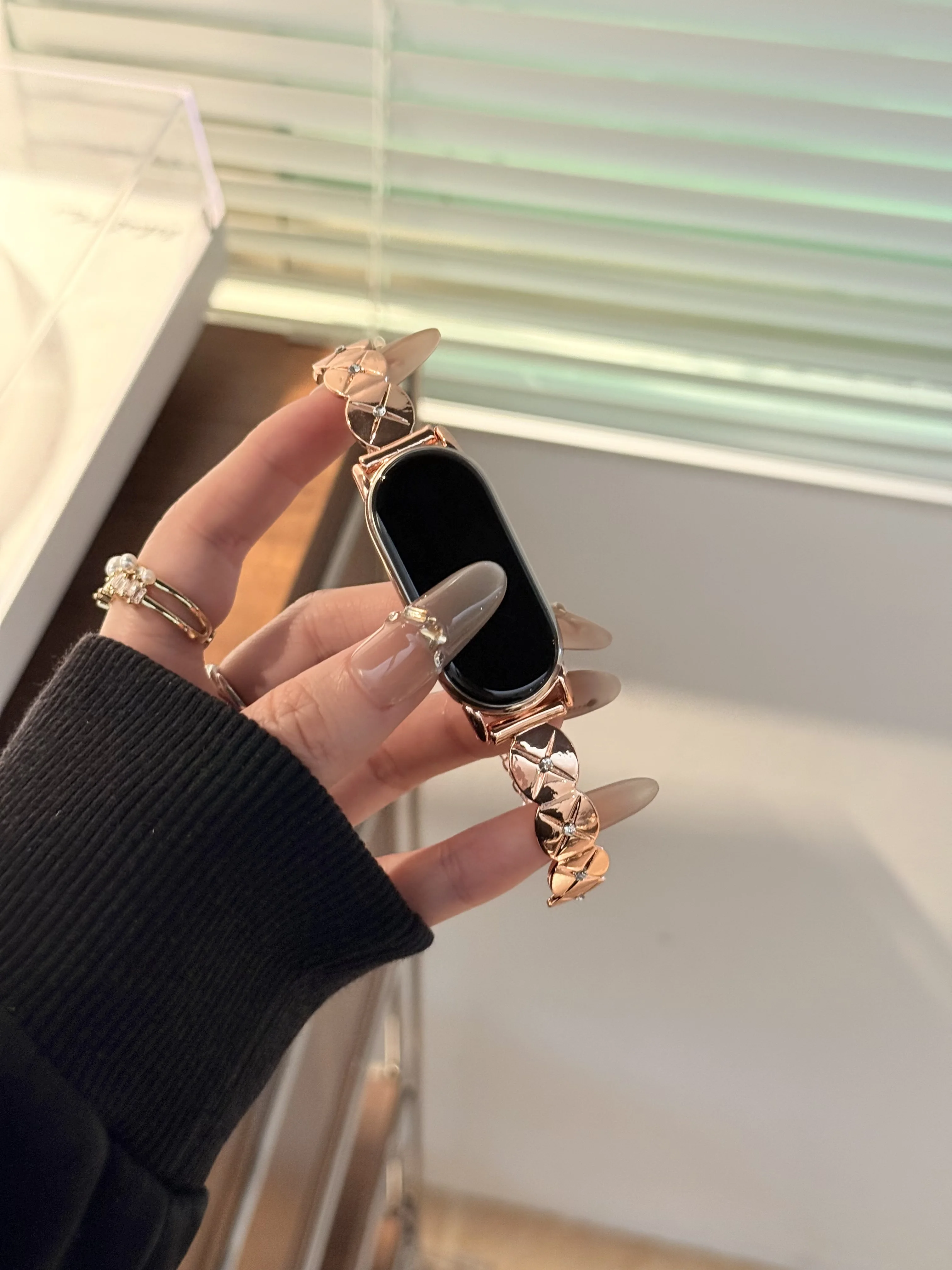 

Square diamond studded chain suitable for watch straps Xiaomi Band 8Pro/9Pro，For Mi band 3/4/5/6/7，8/8NFC/9/9NFC/10/10NFC，For Re