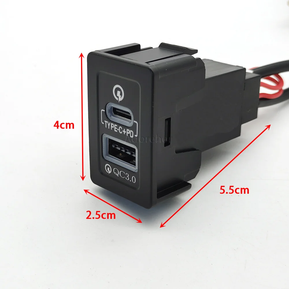 Modified Car Dual Type-C PD QC3.0 USB Charger Red Light Indicator Adapter Socket Fit For Suzuki SX4 Swift Vetra New Alto S-cross