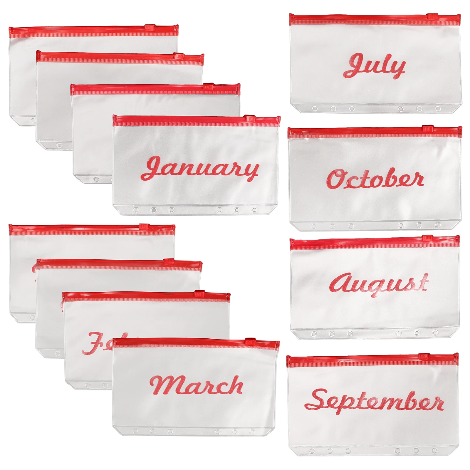 

12pcs Envelope Binder Pockets Thick Storage Pocket Binder PVC Monthly Savings Challenges Planner 6 Ring Refill