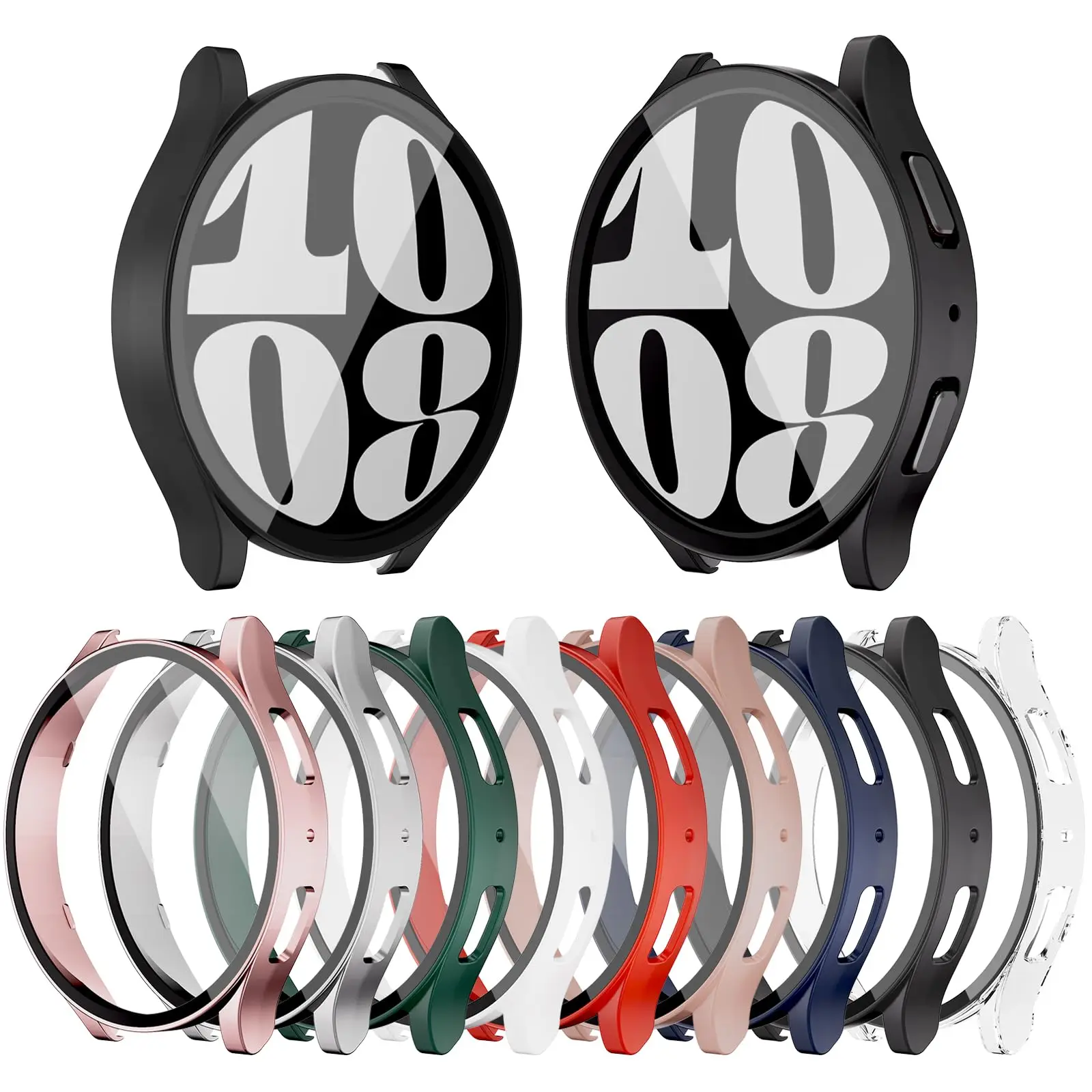 Glass+case for Samsung Galaxy Watch 4/5/6 44mm 40mm,All-Around Screen Protector Hard PC Bumper Tempered Glass for Galaxy watch 6