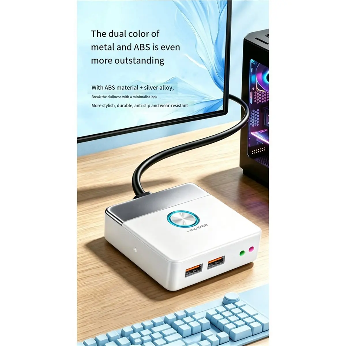 ABIU Computer Desktop Power Control Switcher Internet Bar Desktop Anti-Theft Switch Extension Cable External PC Switch B