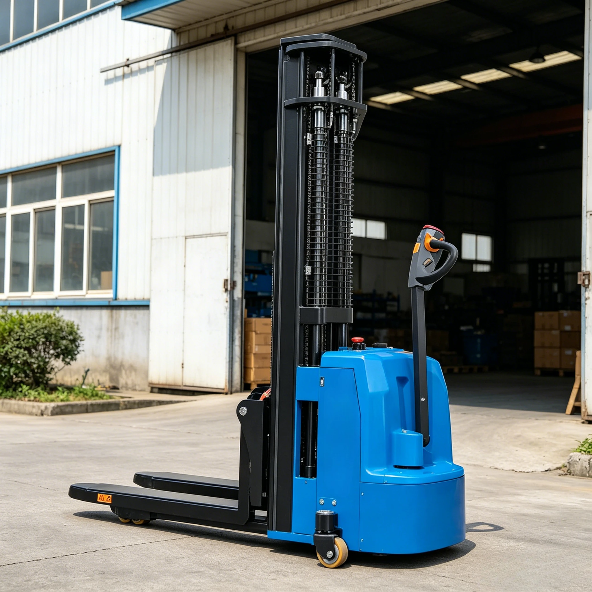 Customized 1.5m Lift Stacker Factory Direct Full Electric Automatic Pallet Stacker 1T  Electric Stacker Fork Lift Truck