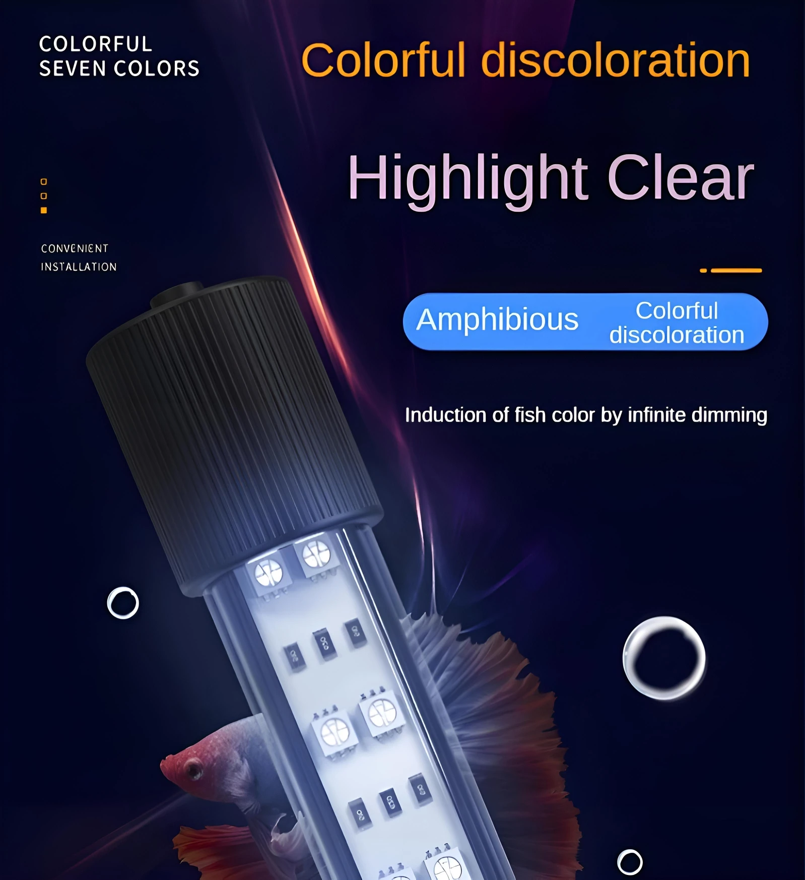 Fish tank light Waterproof LED Fish Tank Light, Rainbow Color Changing, Diving Light, Remote Control, Special, T8