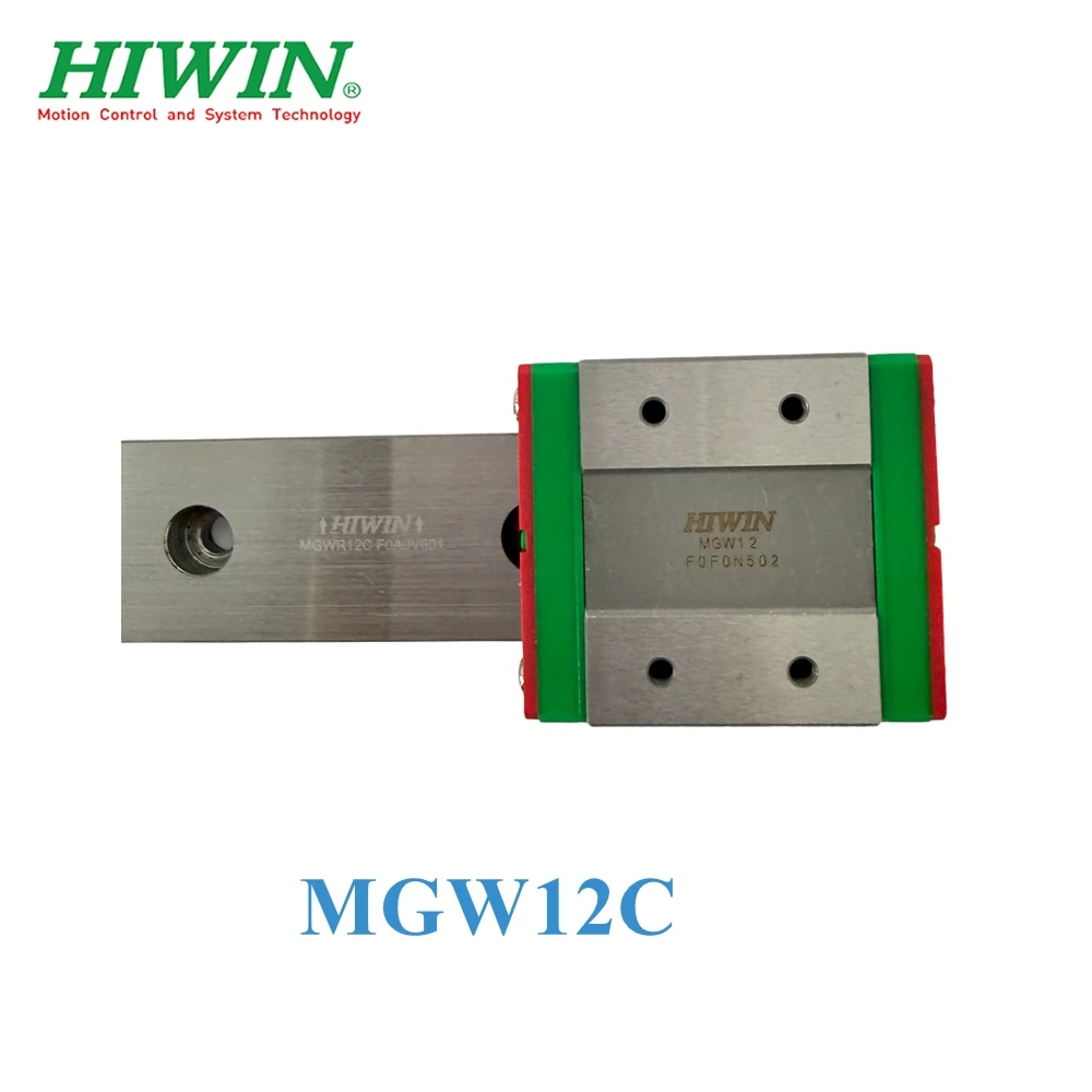 HIWIN Original MGW12C Miniature Wide-Width Linear Guide Rails L=70-580mm 1PC Linear Guide+1PC Block Carriage for 3D Printer CNC