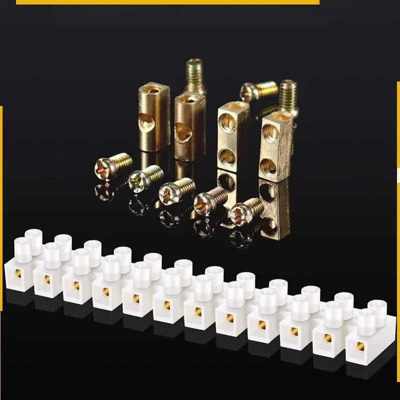 

A76K 50Pcs Terminal Block White Screw Terminal Connector Dual Row Electric Barrier Block 12-Position Terminal Strip,10A 380 V