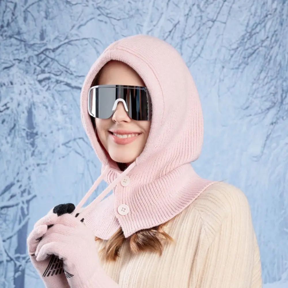 

Fashion All-in-one Balaclava Winter Warm Hat Woolen Cold-proof Knitted Gloves Elegant Casual Winter Warm Set Autumn
