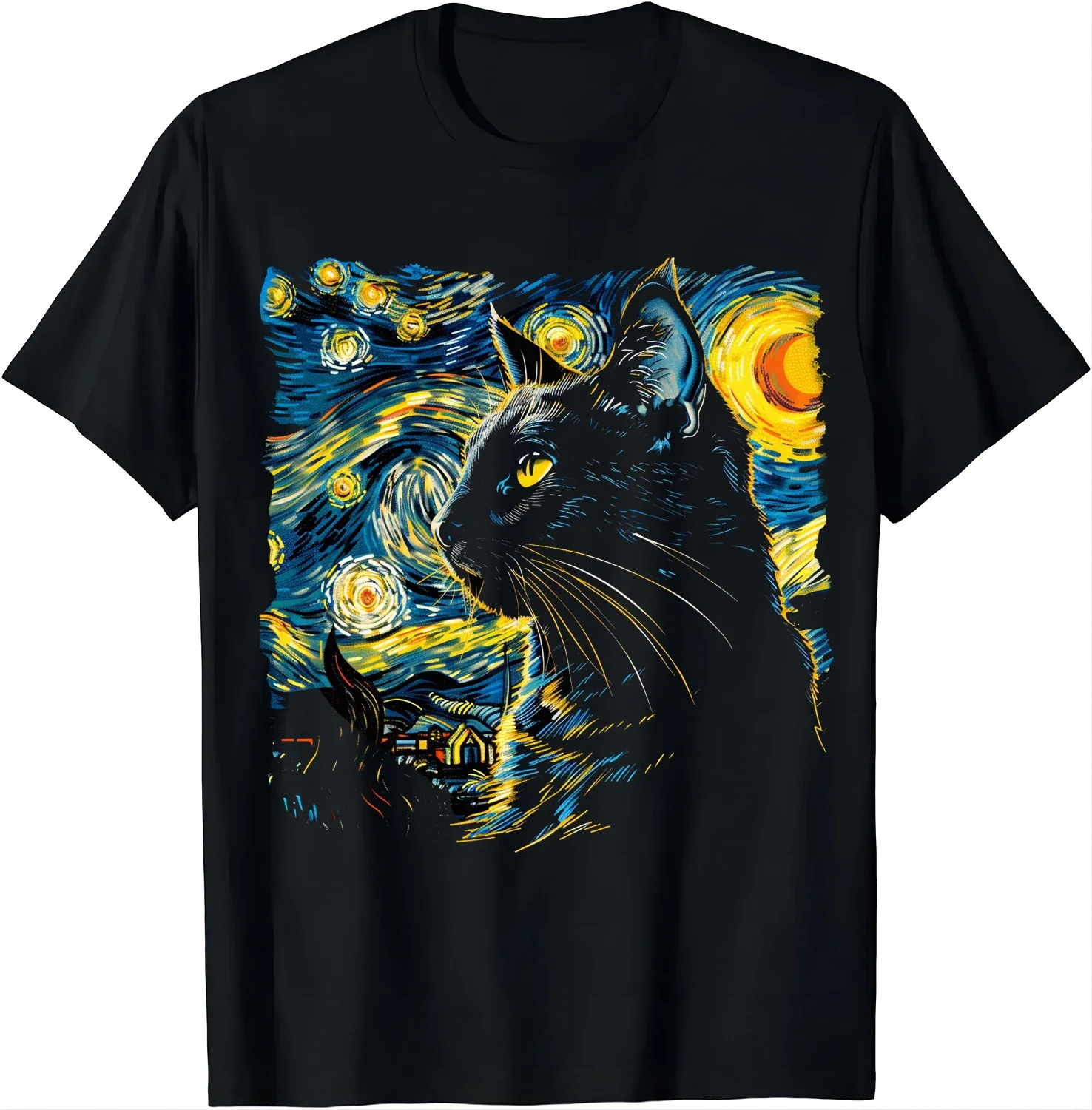 Colorful Cat Print t Colorful Streaks T Shirts Graphic T Shirts Mens Clothes Tops Streetwear