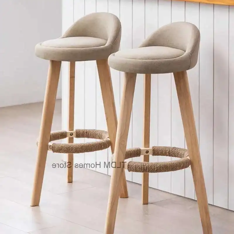 Bar Chair Home High Stool Bar High Chair Cashier Stool Simple Solid Wood Bar Chair Front Desk Commercial New