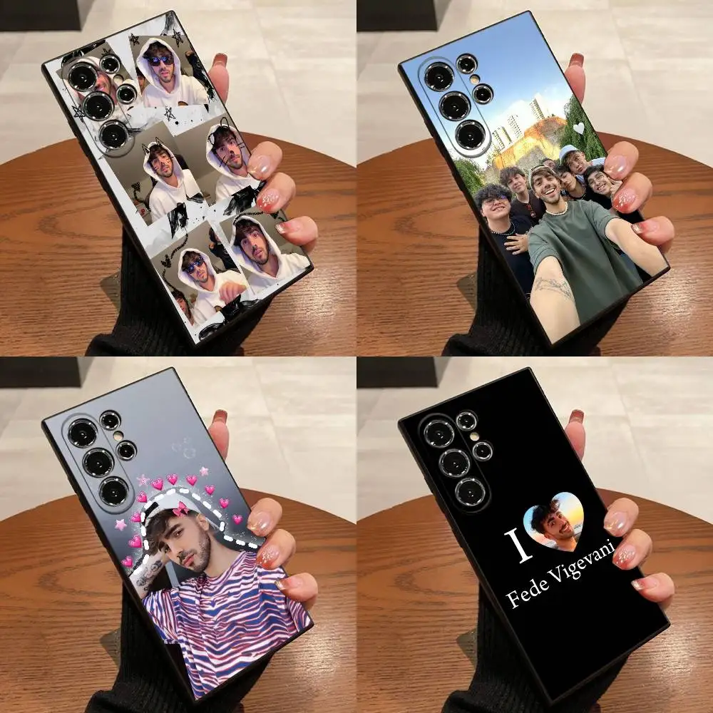 

F-Fede Vigevani Phone Case For Samsung S25,S24,S21,S22,S23,S30,Ultra,S20,Plus,Fe,Lite,5G Black Cover