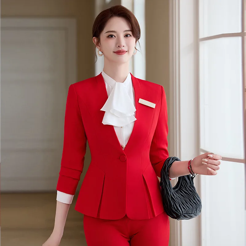 2025 الخريف الشتاء أنماط رسمية أنيقة المرأة بدلة عمل السترة والسراويل مجموعات OL أنماط المهنية بنطلون مجموعة
