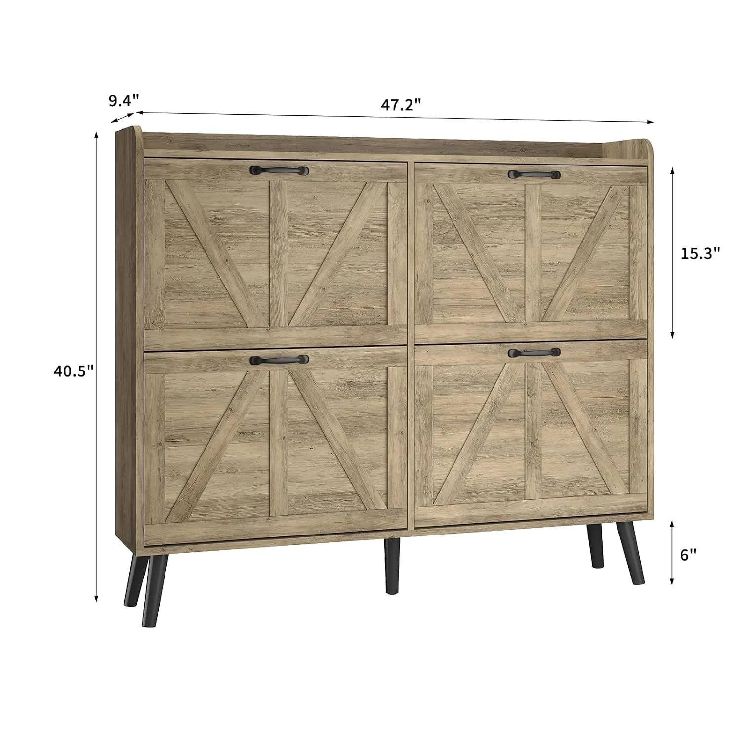 Slim Freestanding Farmhouse Shoe Cabinet,4 Flip Drawers Entryway Shoe Storage Organizer, Customized
