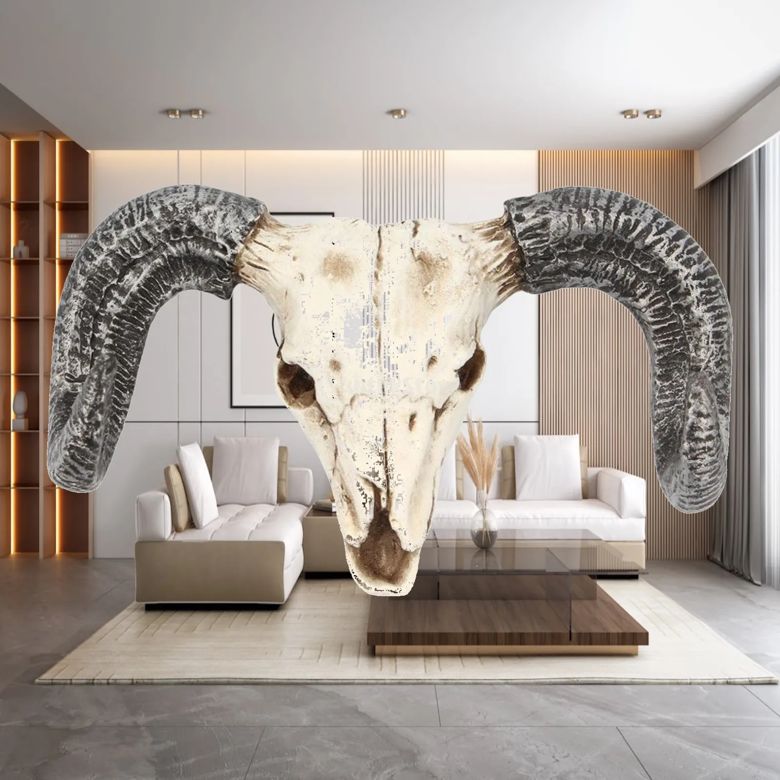 Skull Key Self Adhesive Skull Decorative Long Horn Ornaments Kitchen Towel Home Decor
