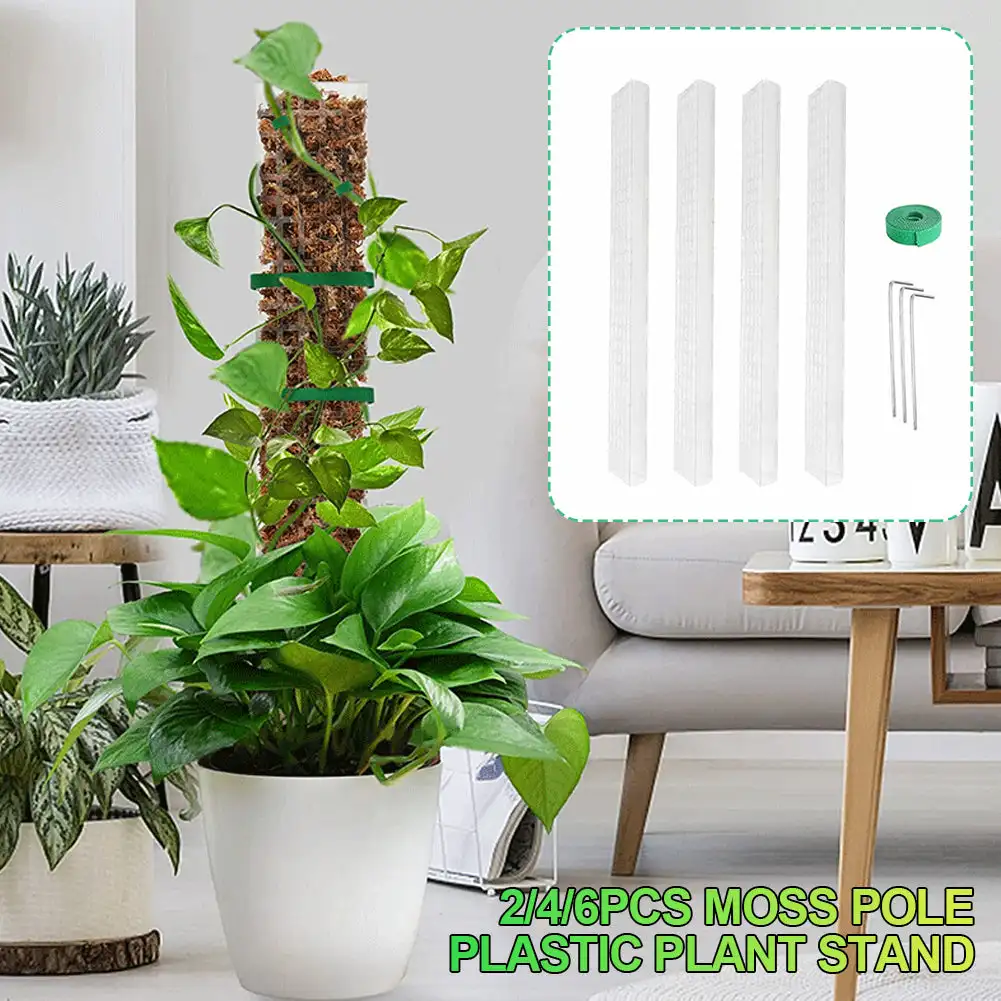 Moss Pole Plastic Plant Stand Indoor Climbing Plants Guardian Tutors Pot Moss Stick For Plants Growth Garden Support Accessories