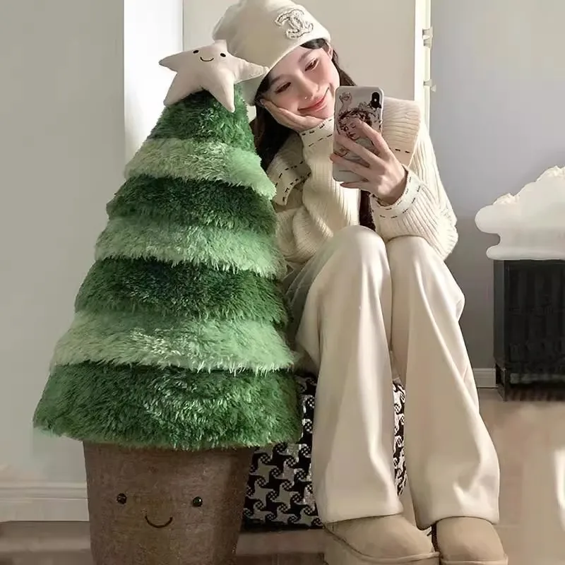 Christmas Tree Plush Toy Living Room Decor Christmas Figurine Scene Setup Photo Prop Children's Gift 90cm 35inch DY10413