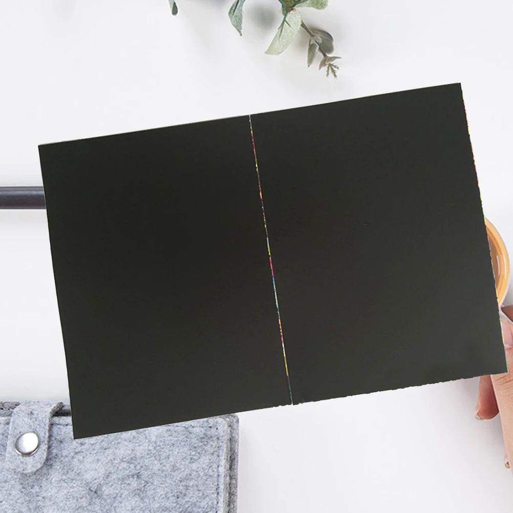 Scratch Painting Graffiti Book Thick Black Coating DIY Art Rainbow Paper Coloring Kids Toy Students Teaching Aid Drawing