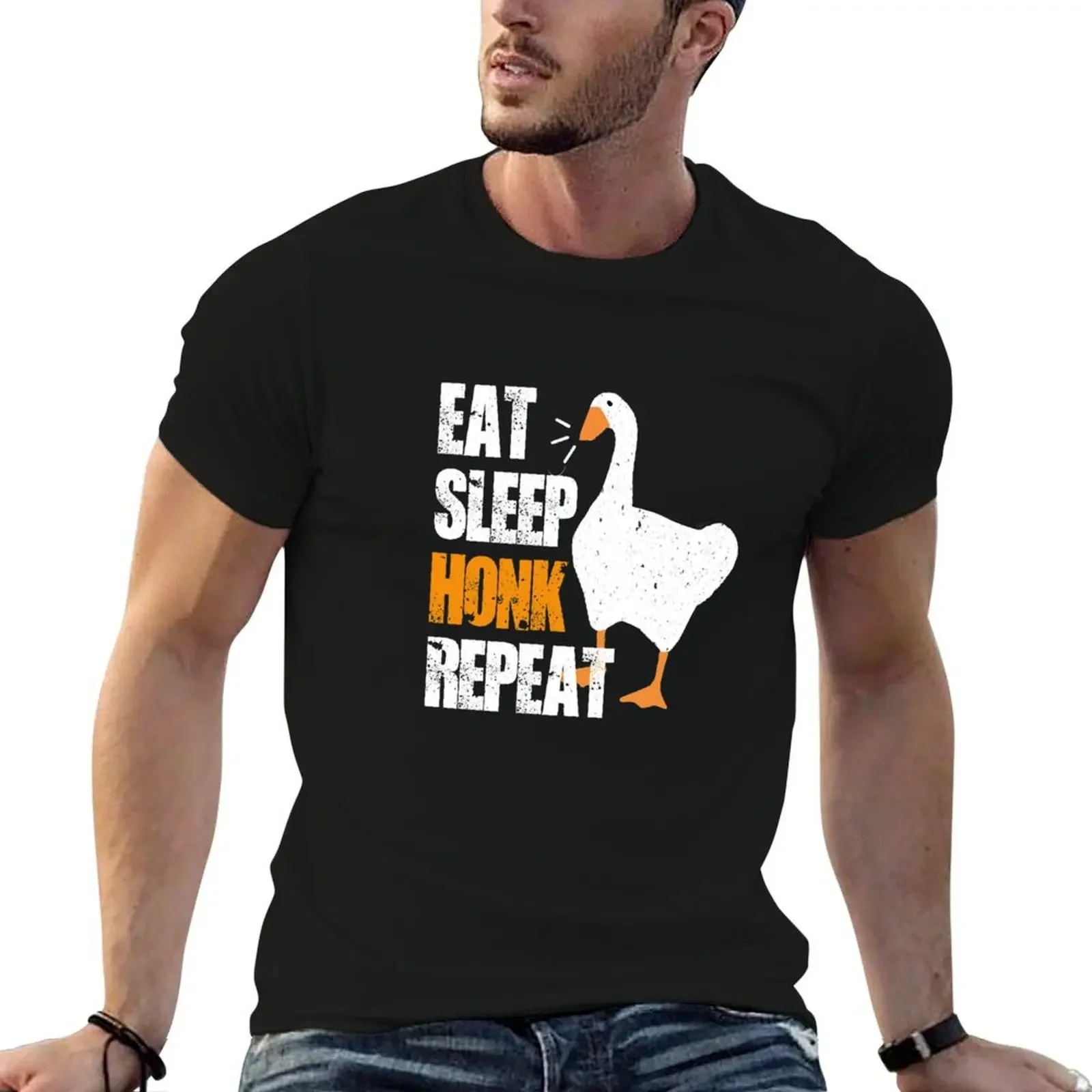 Eat Sleep Honk Repeat T-Shirt heavyweights custom shirt anime figures customs Short sleeve tee men