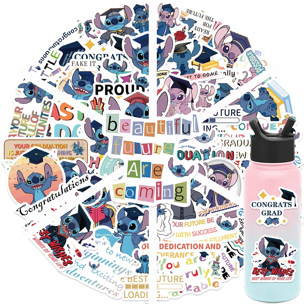 

10/30/50pcs Disney Cute Graduation Series Stitch Stickers Cartoon Decal DIY Notebook Laptop Bike Waterproof Kawaii Anime Sticker