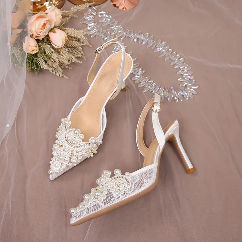 

White Bride Shoes Summer Bridesmaid Shoes Princess Lace Wedding Shoes Sandals