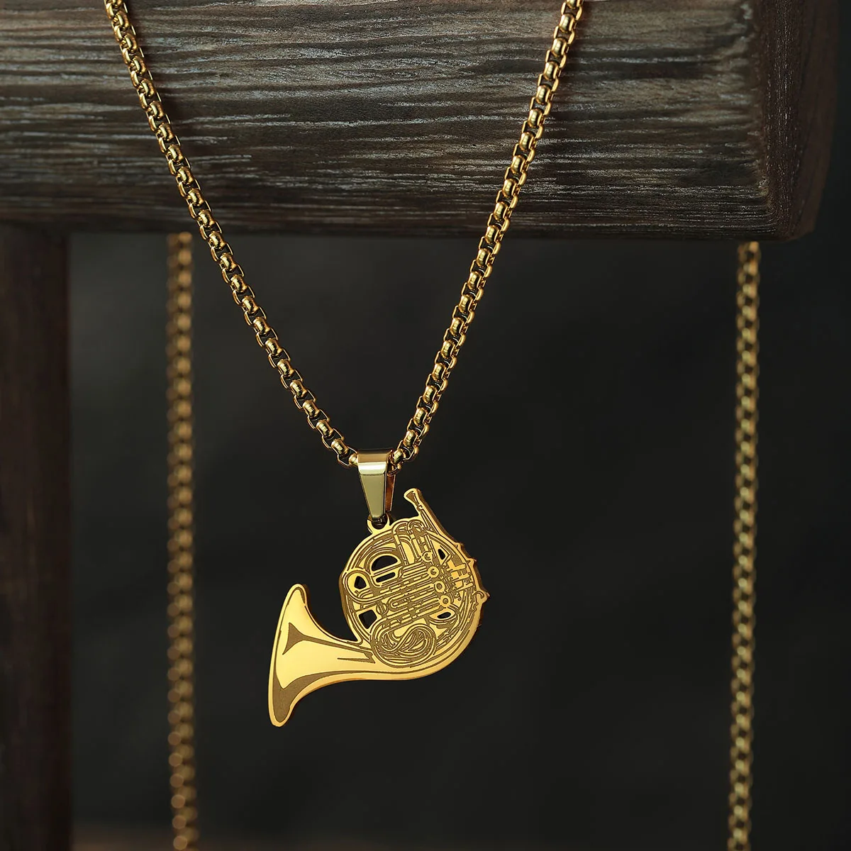 قلادة بدلاية بوق فرنسي من kinal للرجال والنساء ، آلات موسيقية مفصلة ، هدايا مجوهرات #1