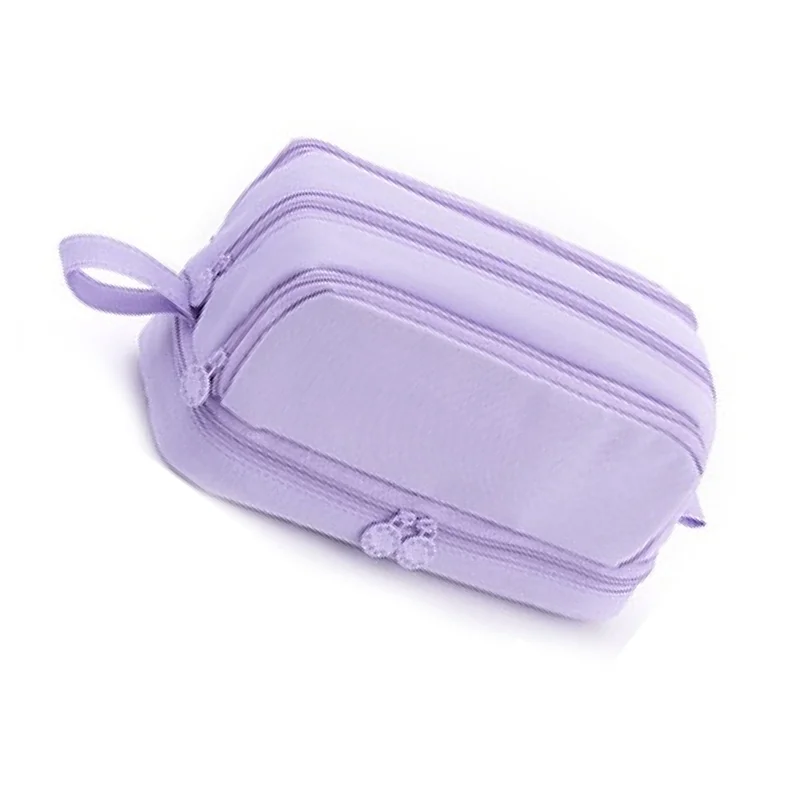 ANGOO 4 divisori astuccio portapenne Dual Side Open Easy Handle Storage Pouch per cancelleria scuola studente viola