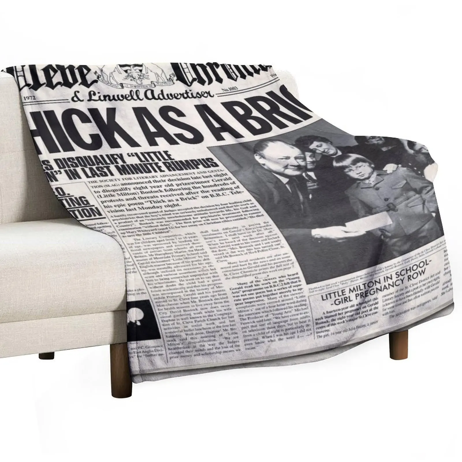 

Jethro Tull - Thick as a Brick Newspaper Throw Blanket Luxury Designer Decorative Sofa valentine gift ideas Winter beds Blankets