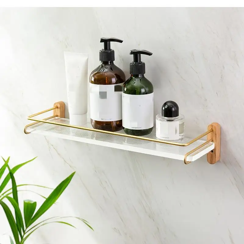 

Transparent Acrylic Bathroom Shelf Towel Storage Rack Toilet Vanity Table Cosmetic Finishing Wall-mounted Metal