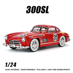 1:24 Mercedes Benz 300 SL Vintage Car Sports Model Diecast Vehicle Toy Boy Furious Metal Collection Latte Version Luxury Classic