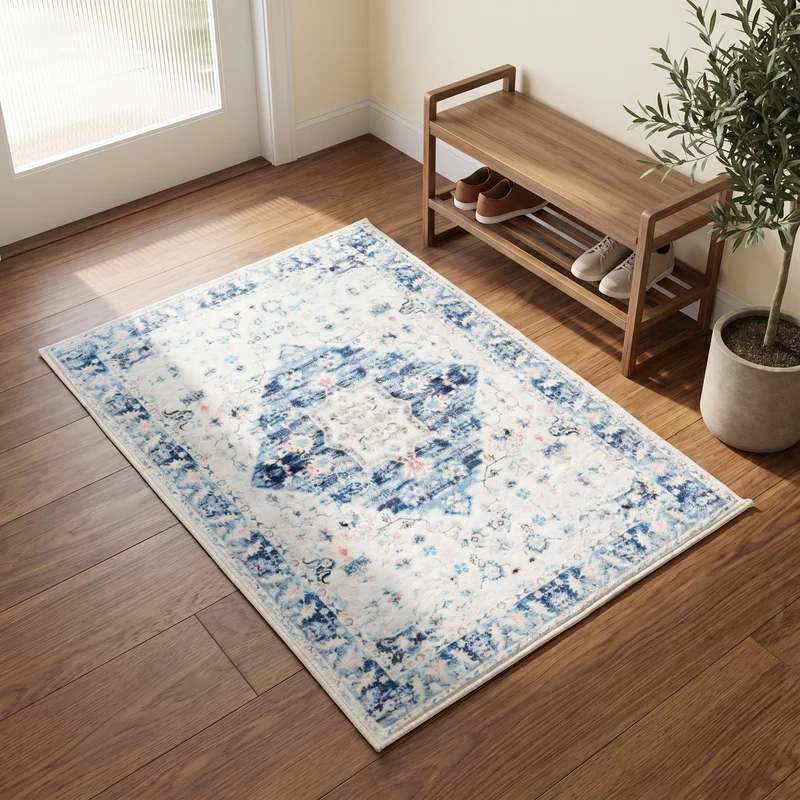 Luxurious Persian-Style Indoor Rug: Formaldehyde-Free, Adhesive-Free, Stain-Resistant, and Affordable Luxury Entryway Rug