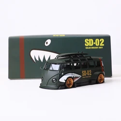 Flame 1:64 Kombi LBWK T1 BUS Shark Mouth Painting Diecast Alloy Model Car