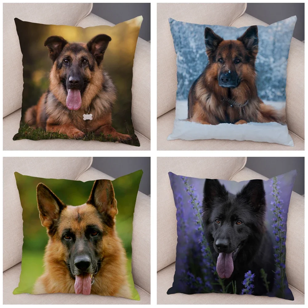 Sofa Home Pillowcase German Shepherd  Decoration Pet Animal Cushion