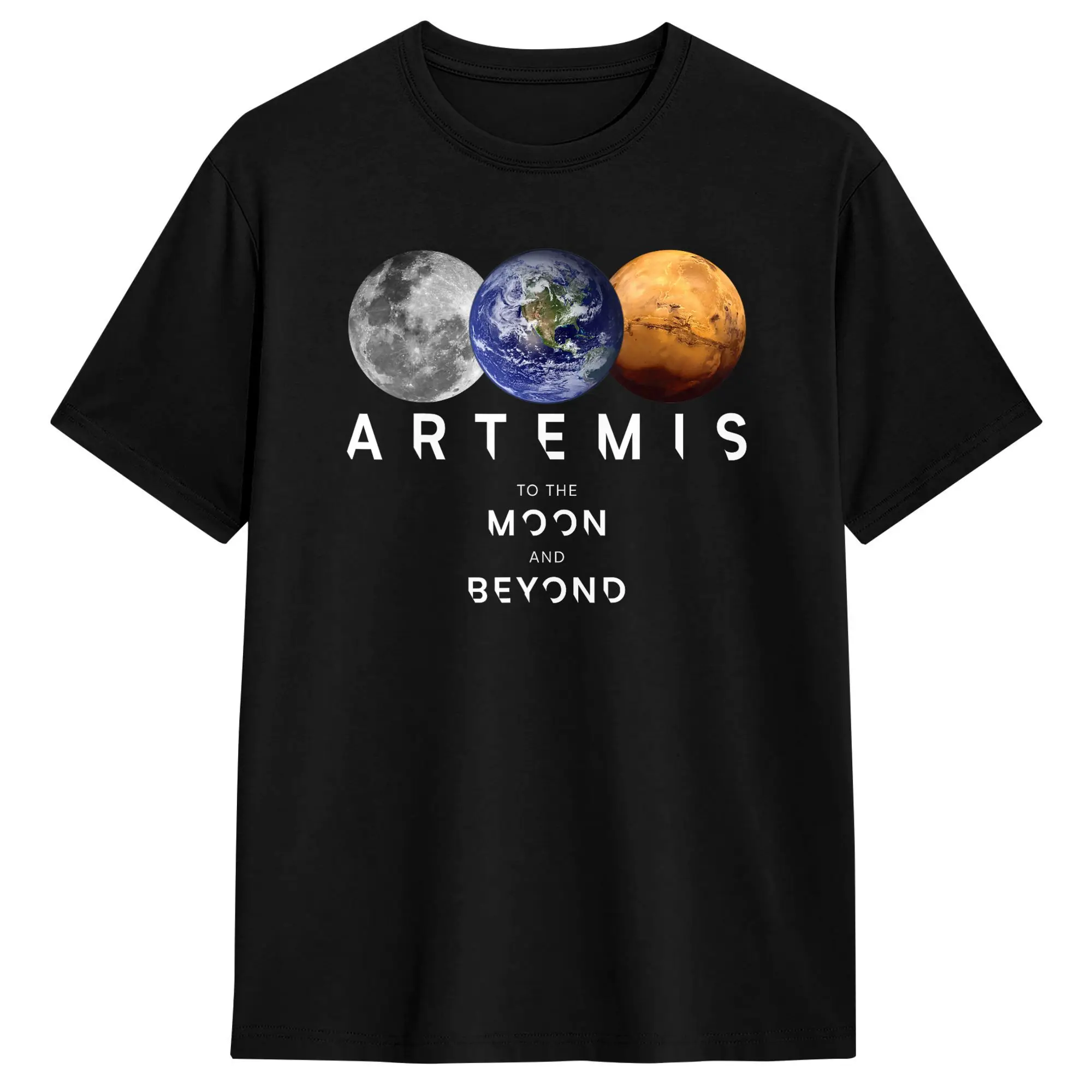 Men Artemis Mission Earth Moon Mars Worm Logo T Shirts  100% Cotton Tops Fun Short Sleeve O Neck Tee Shirt 6XL T-Shirt