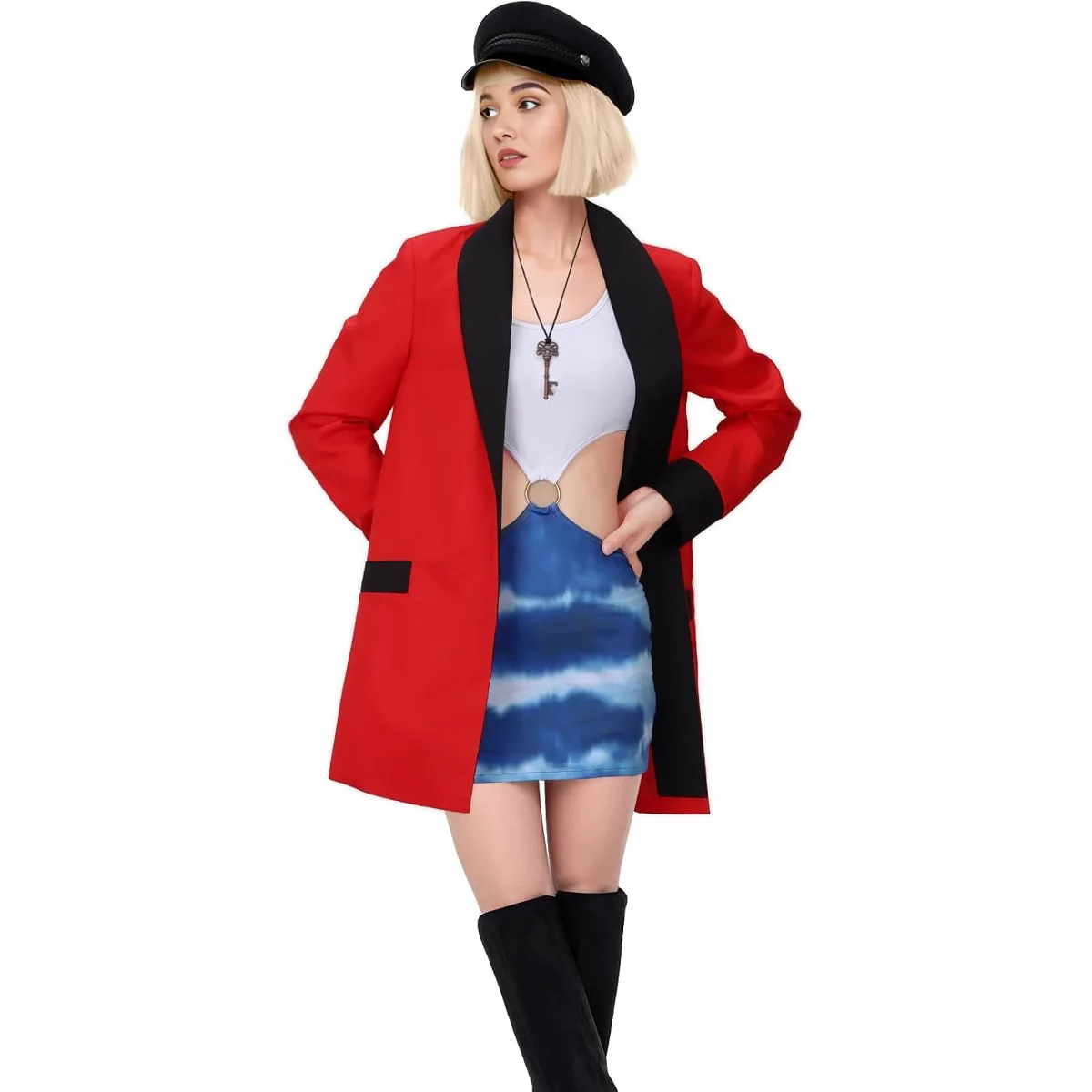 

Film Pretty Woman Vivian Ward Cosplay Costume For Women Full Set Red Coat One Piece Dress Hat Key Decoration Takerlama