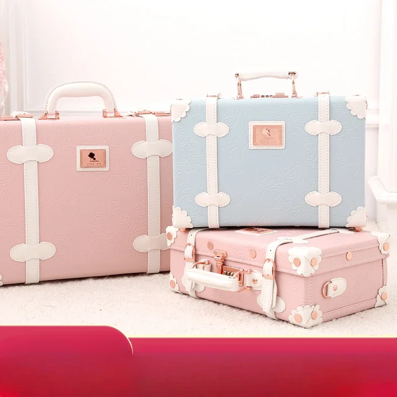 

Retro portable password 18 inch storage box mini travel box loading case,