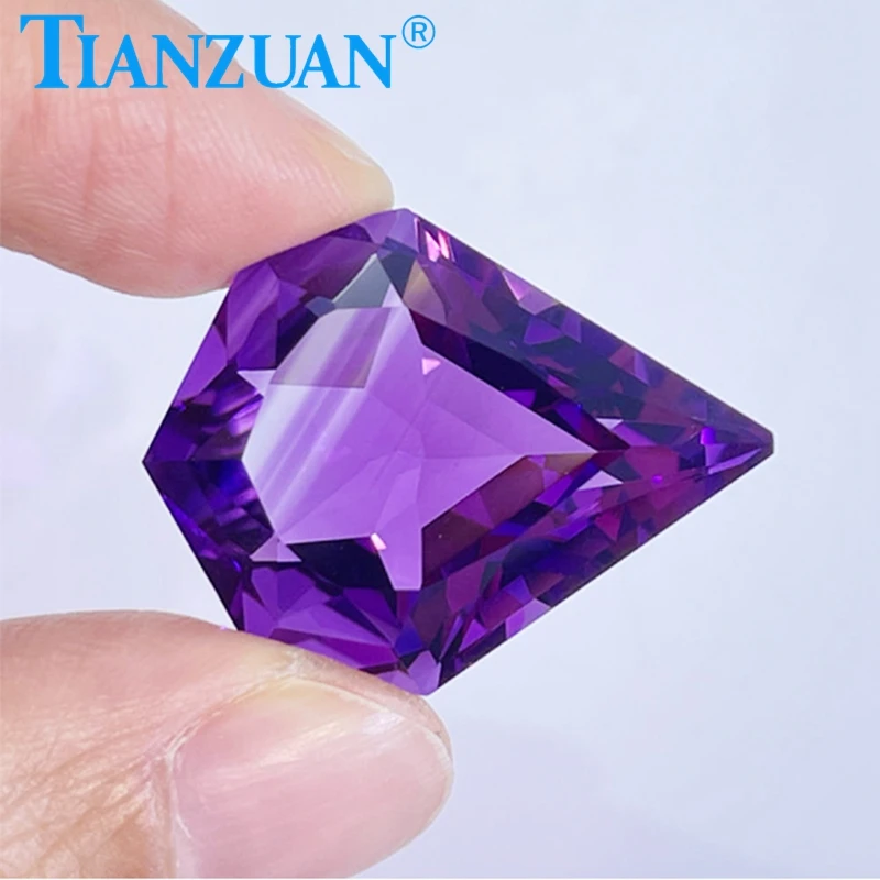 

32.30ct Natural Amethyst Vivid Purple Color Kite Shape Brilliant Cut Loose Gem Stone with GRC Certified