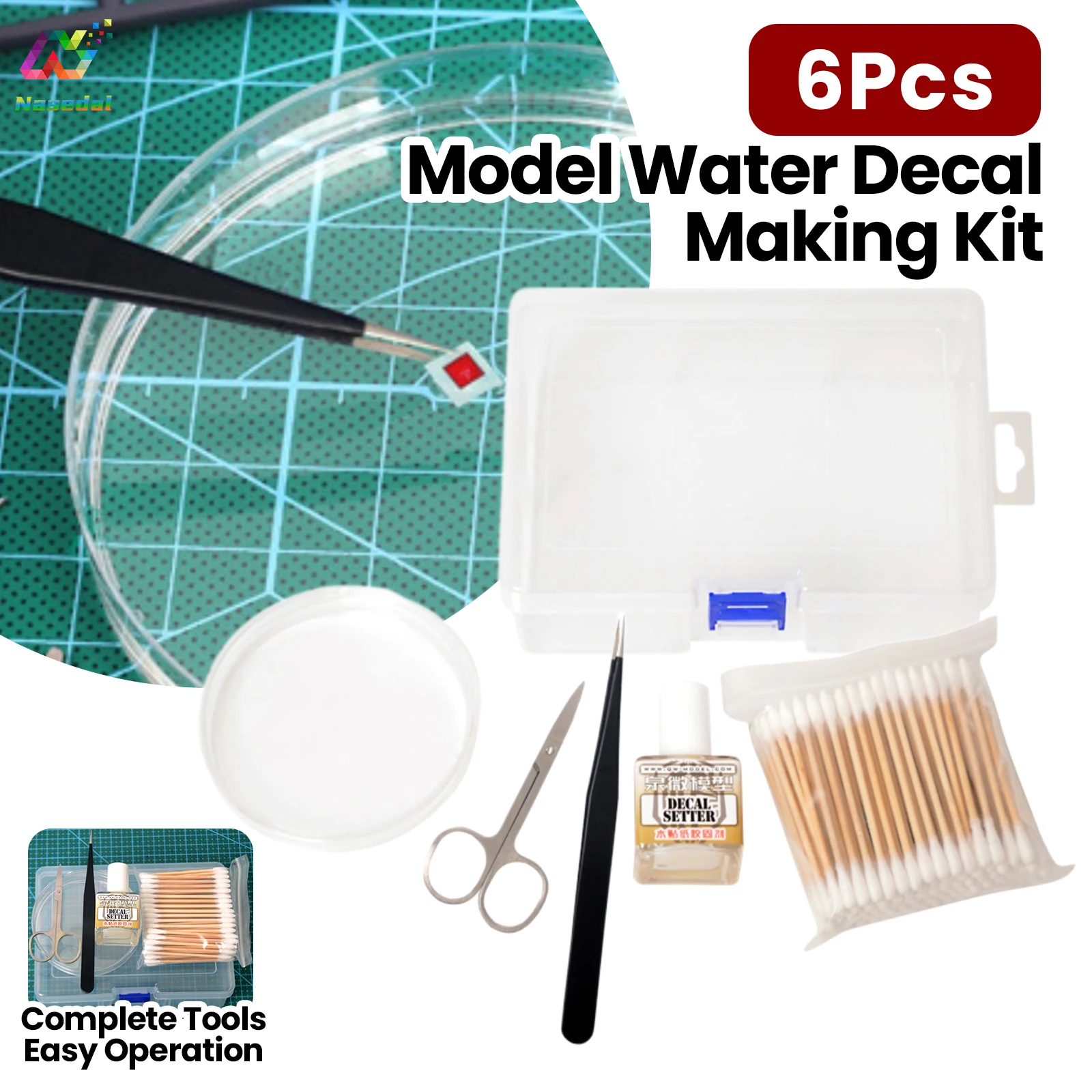 

6Pcs Precision Water Decal Tools Set Tweezers Softener Scissors for Gundam Mecha Model Military Application Hobby DIY Craft Tool