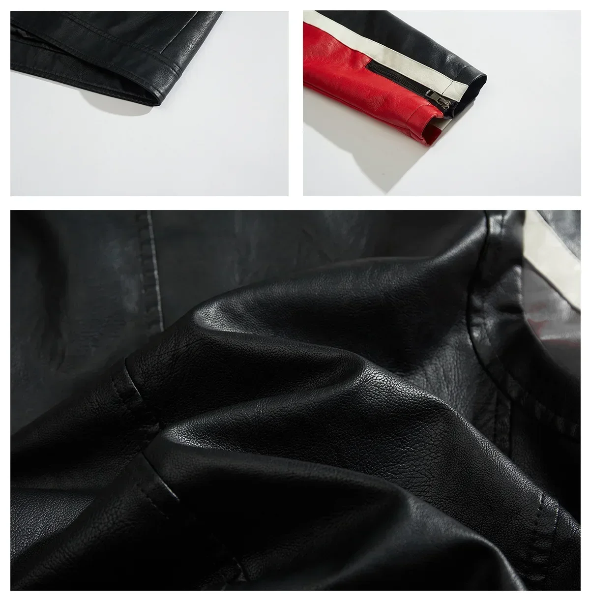New can-am Contrast PU Leather Jacket Men's Autumn Winter Men High Quality Coat Motorcycle Style Casual Jackets Black Warm