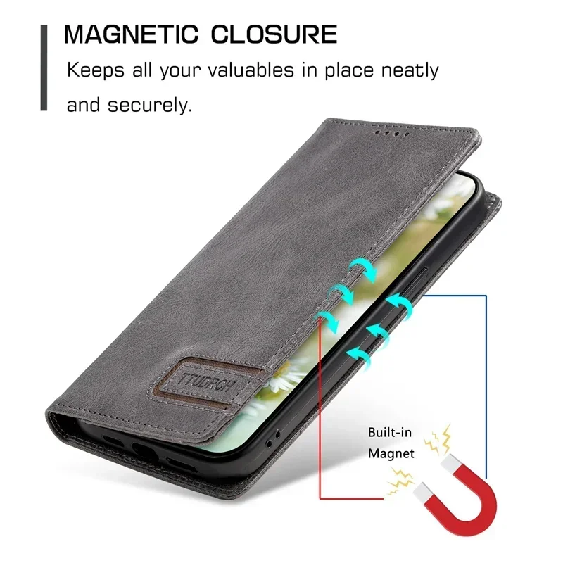 For Motorola Edge 50 Pro 50 Neo 5G RFID Leather Wallet Case Moto G54 Power G55 G35 G85 G84 G14 G04 G24 G34 G73 G53 G23 G13 Cover