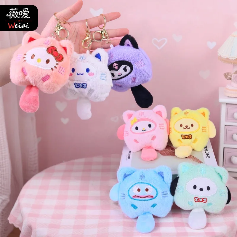 

Kawaii Sanrio HelloKitty плюшевые брелки Cinnamoroll Pompompurin Kuromi Pochacco милый рюкзак кулон брелок кукла пара подарок