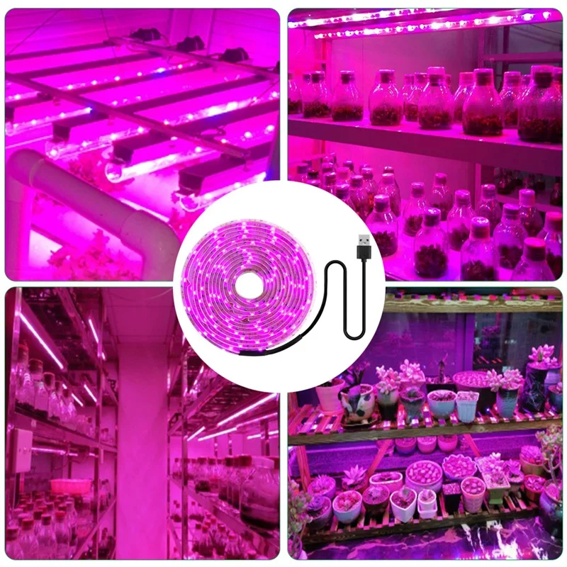 LED Grow Light Full Spectrum 5V USB Grow Light Strip 2835 LED Phyto Lamps For Plants Greenhouse Hydroponic Growing